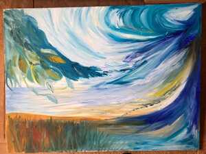 Shadow of his wing Acrylic painting of wind and wings